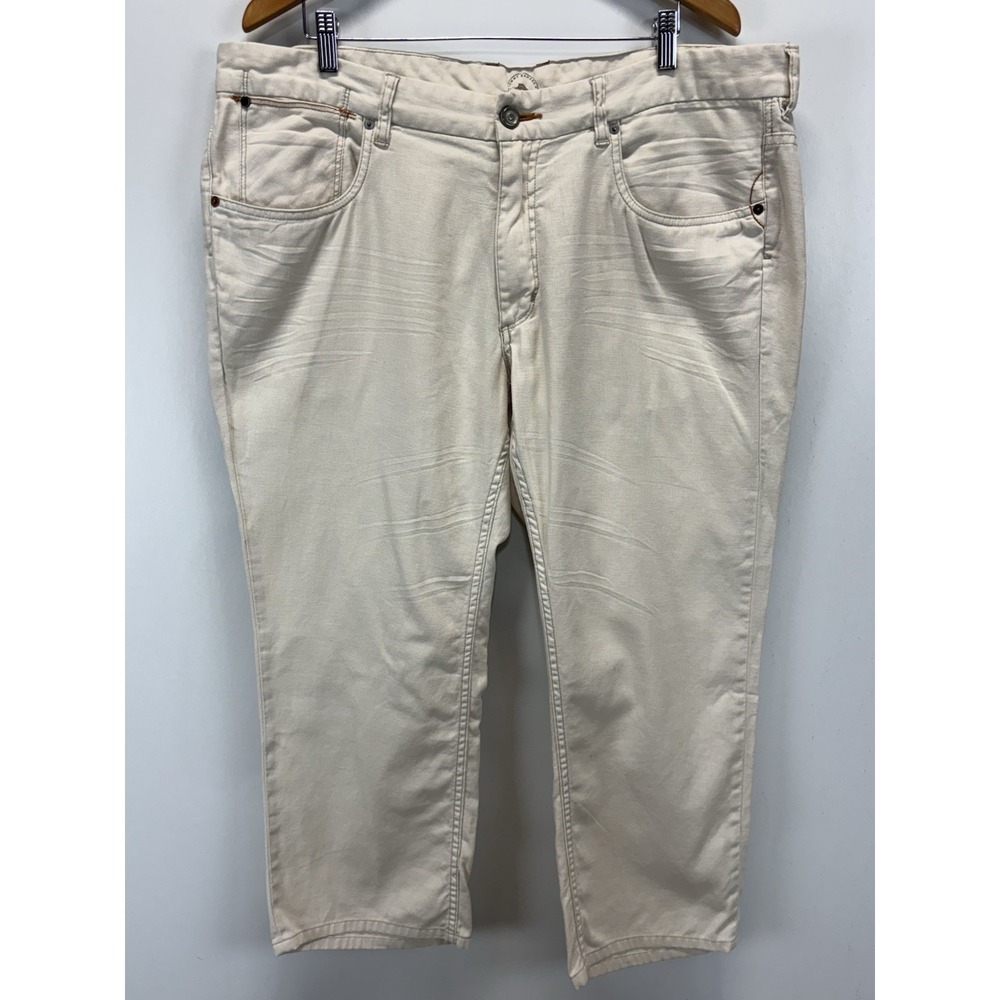 Tommy Bahama Linen Blend Pants Sz 40x27 Beige 5 Pocket Jeans Beach